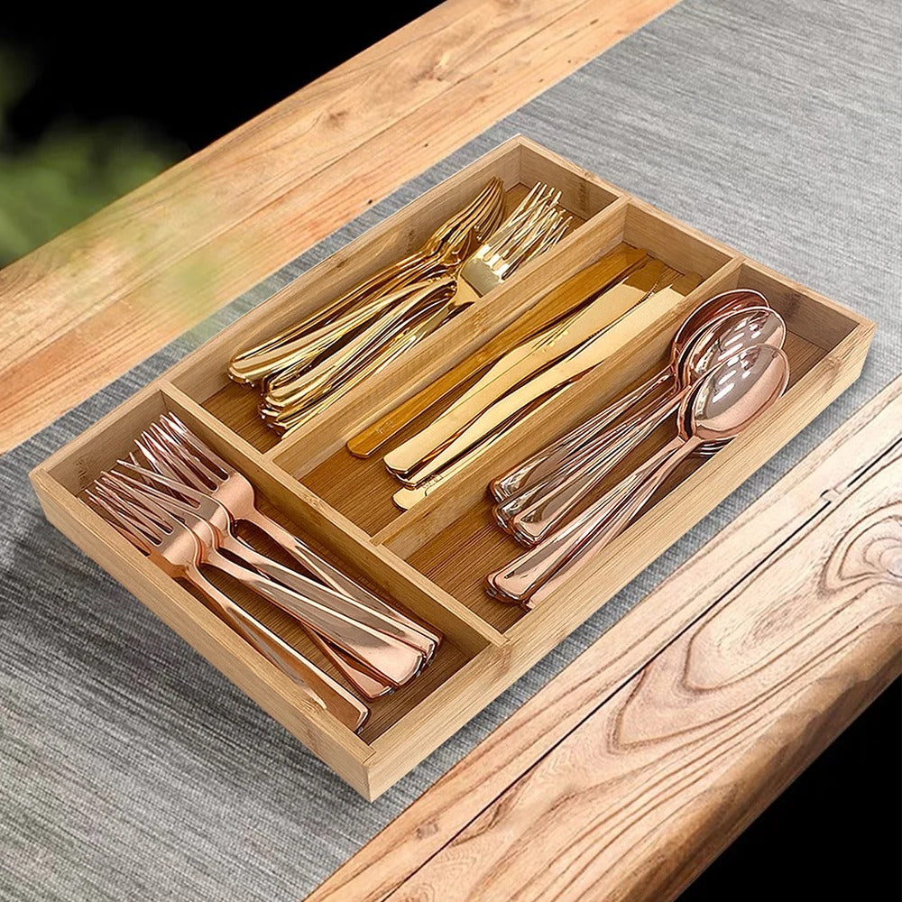 Bamboo Cutlery Drawer Organizer – Kitchen Storage Tray