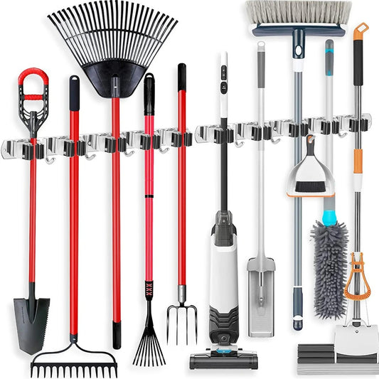 Stainless Steel Wall-Mounted Mop & Broom Holder – Multi-Purpose Organizer