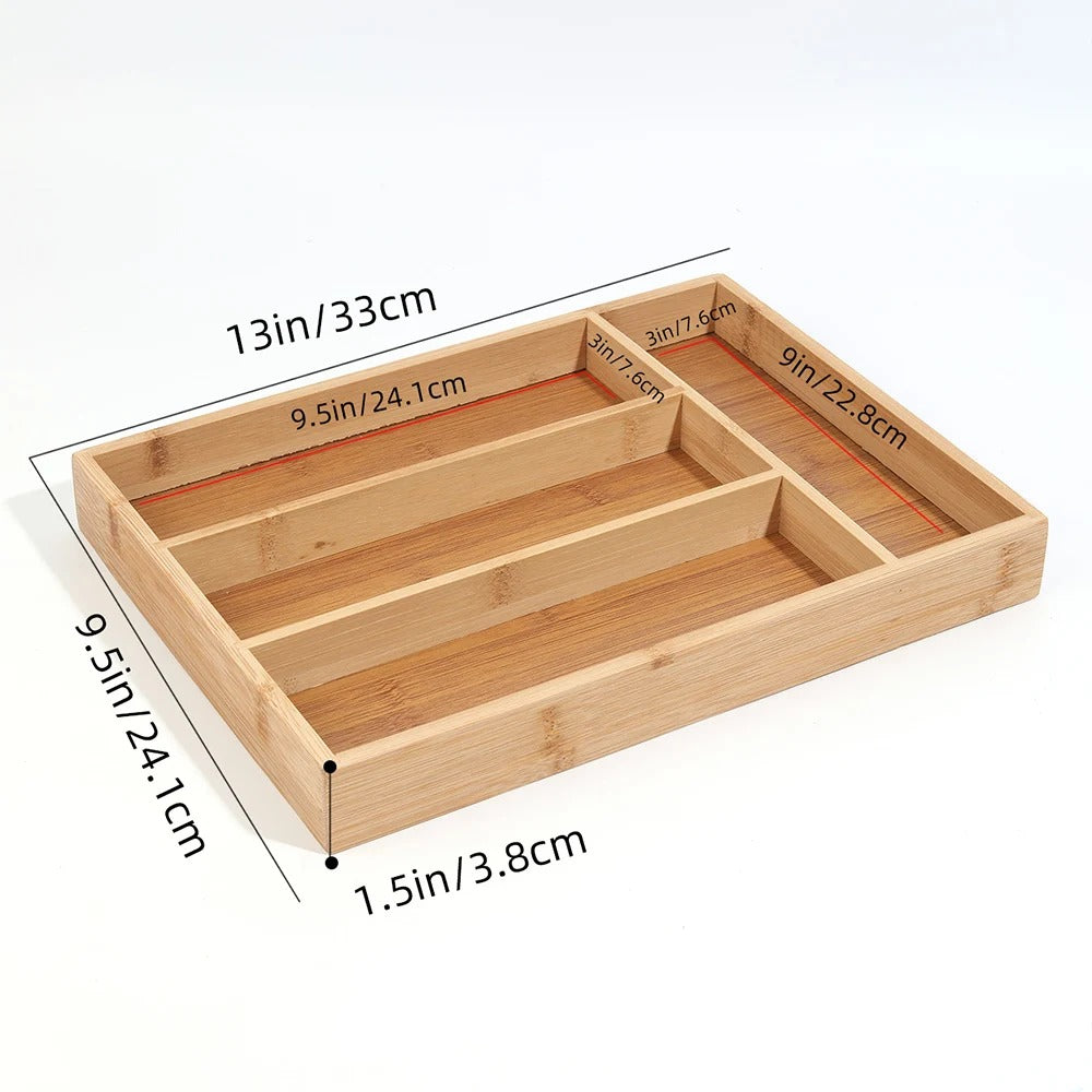 Bamboo Cutlery Drawer Organizer – Kitchen Storage Tray